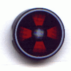 Part 4150px20 Black Tile, Round 2 x 2 with Red Fan Pattern 